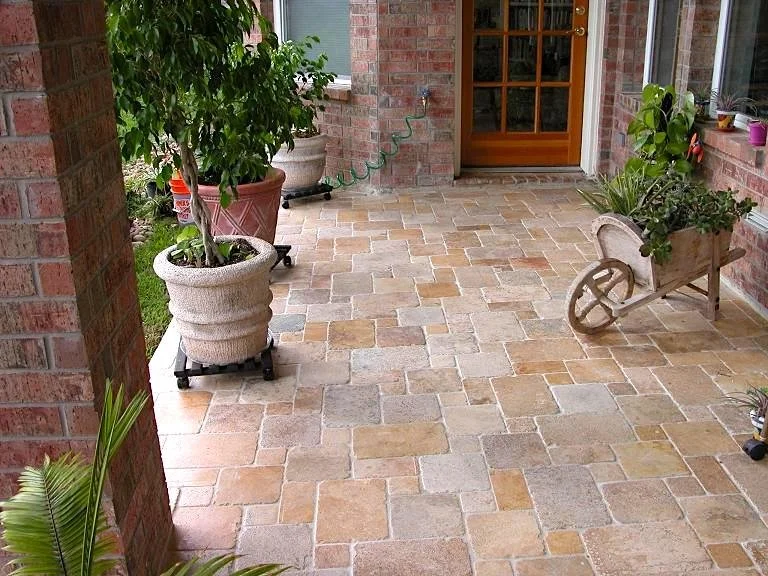 Patio tile installation, Austin